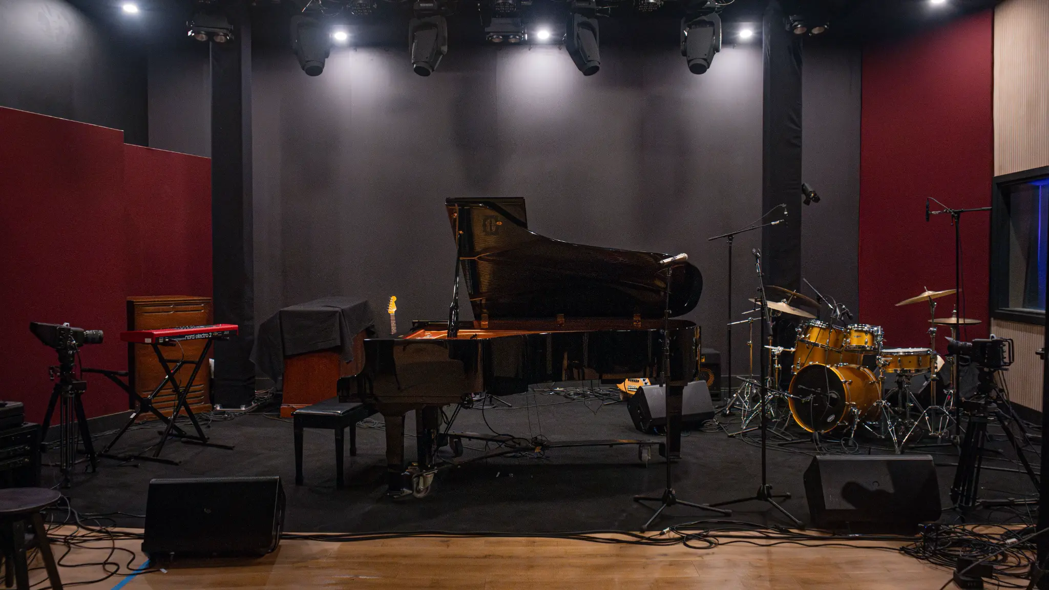 The live room at The Recording Club, set up for tracking