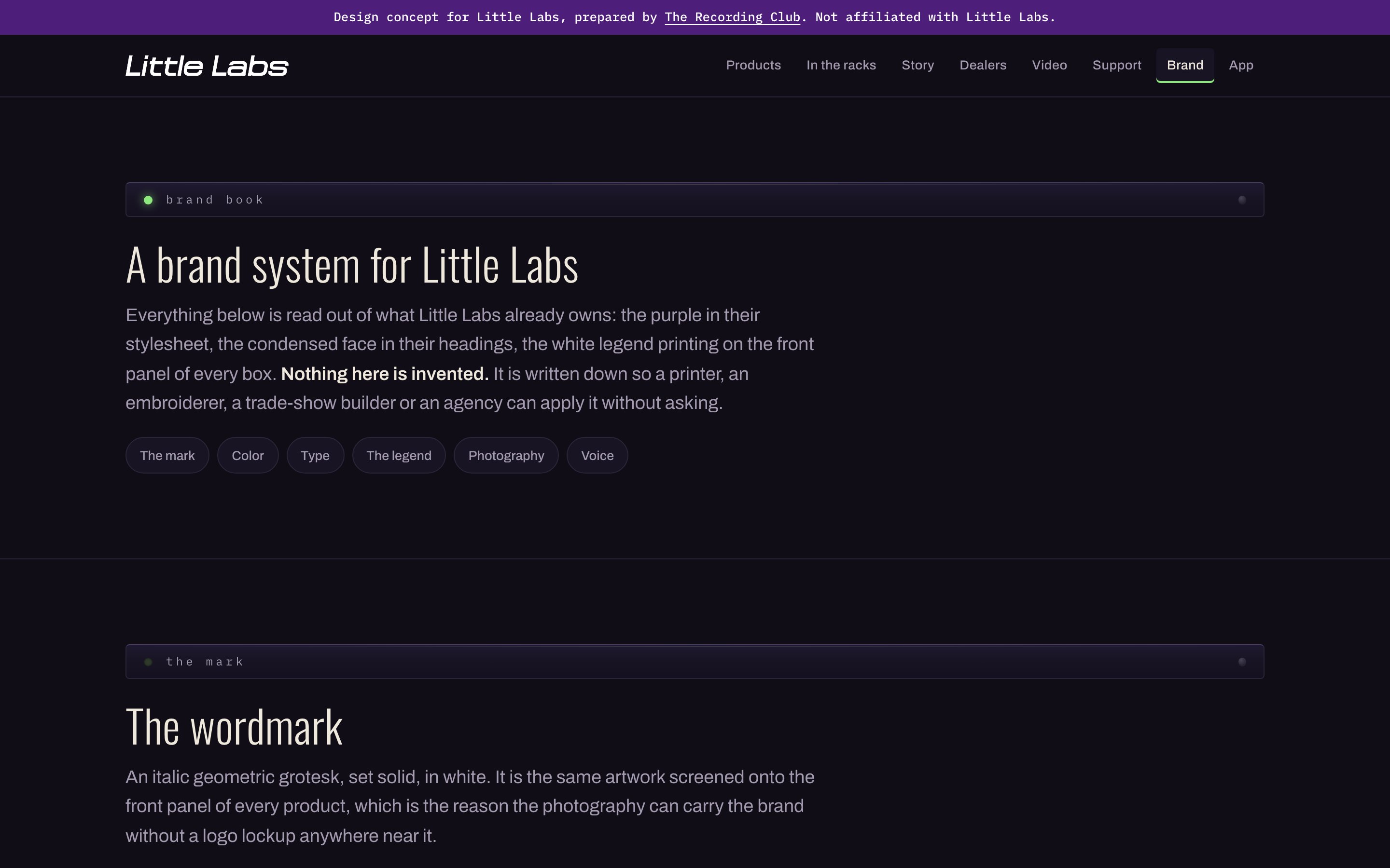 The Little Labs brand book concept